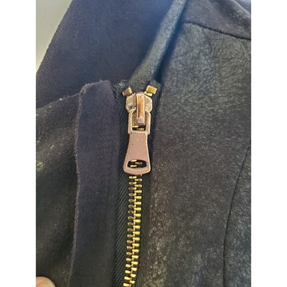 Zara Jacket Size S Funnel Neck Full Zip Moto Vegan Suede Faux Leather Look Fall - Picture 13 of 15
